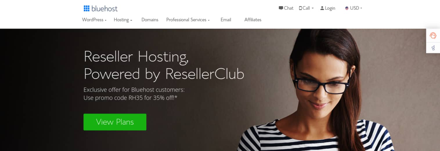 Bluehost ResellerClub website.