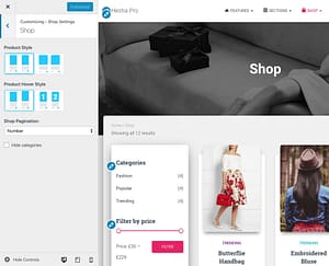 Hestia Pro WooCommerce Produktanpassungsoptionen im Customizer