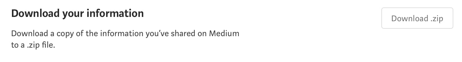 The Download your information option in Medium.