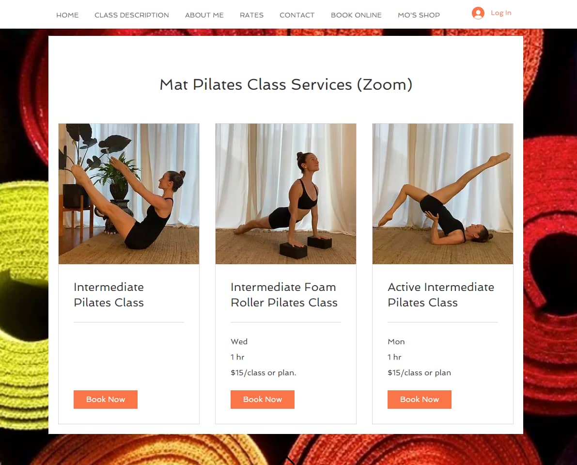 Wix website examples: Monica Pack Pilates