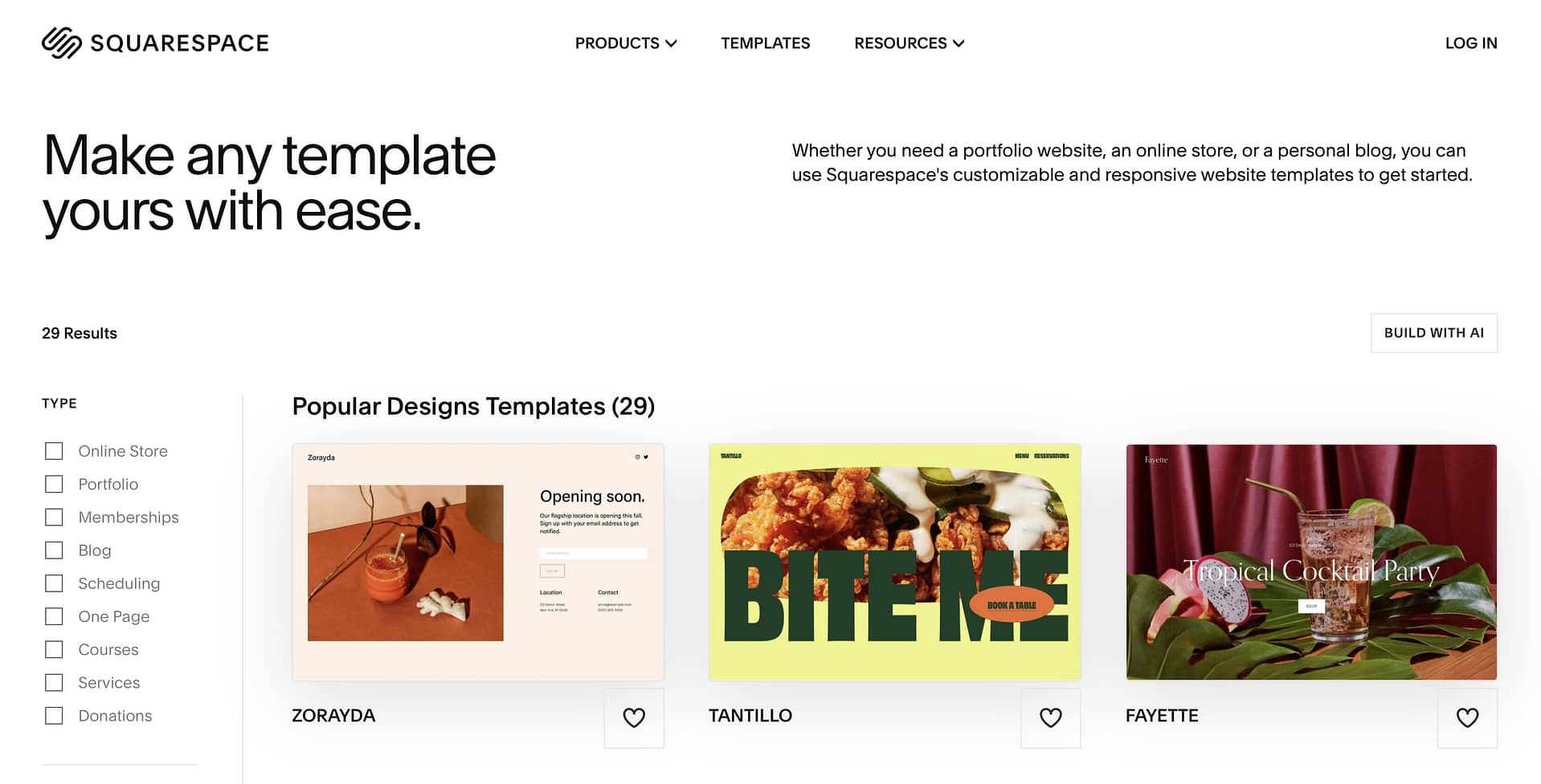 Squarespace templates.