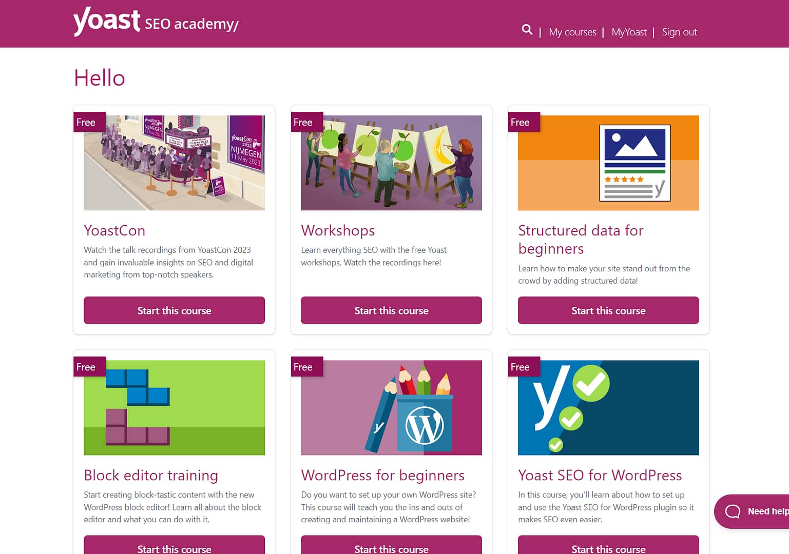 Yoast SEO academy.