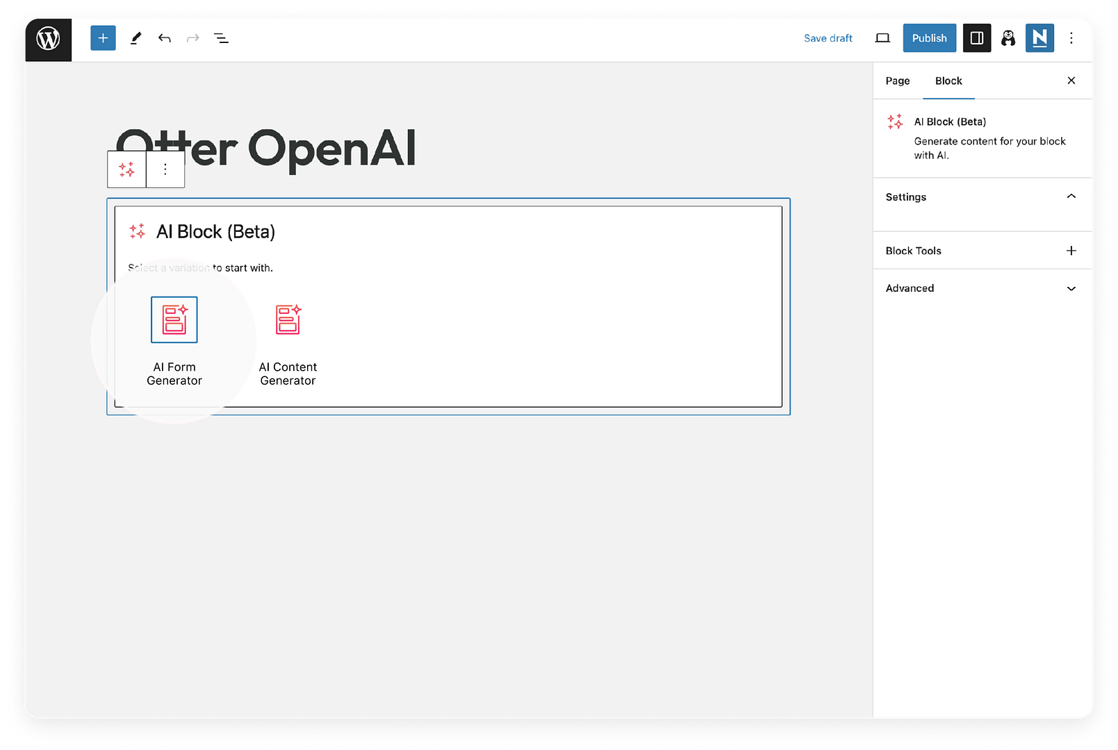 AI form generator in Otter Blocks 2.4