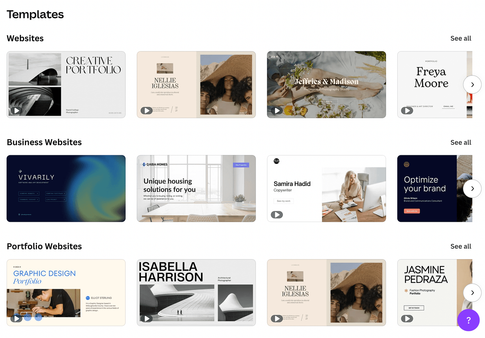 Canva website templates