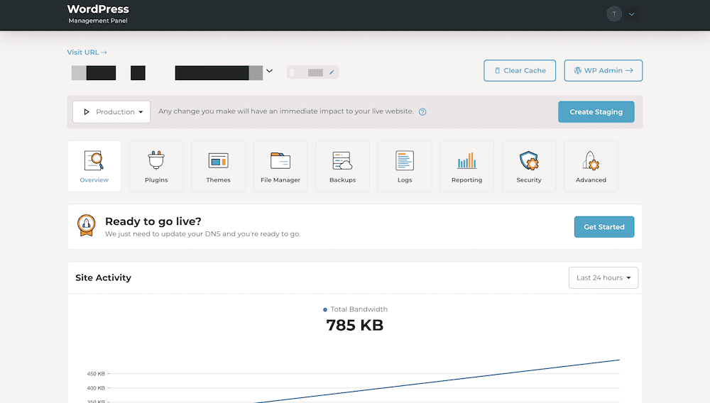 The Rocket.net control panel.