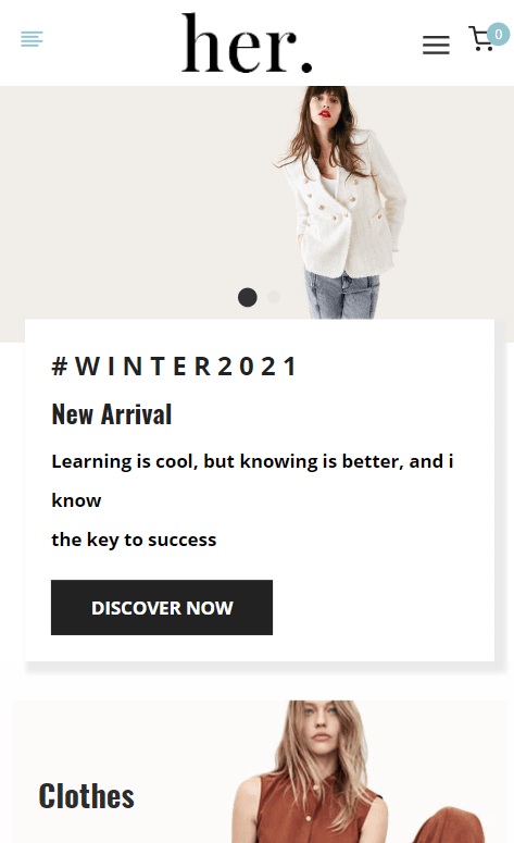 Her Fashion Store theme mobile design for Shopify