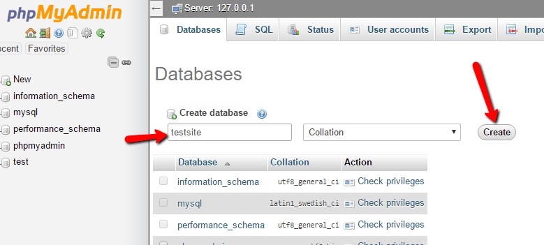 create a database.