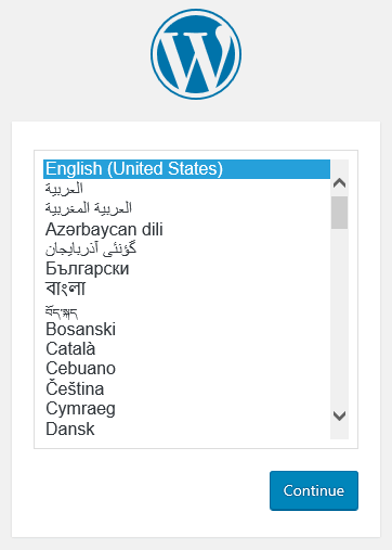 WordPress' language selector.