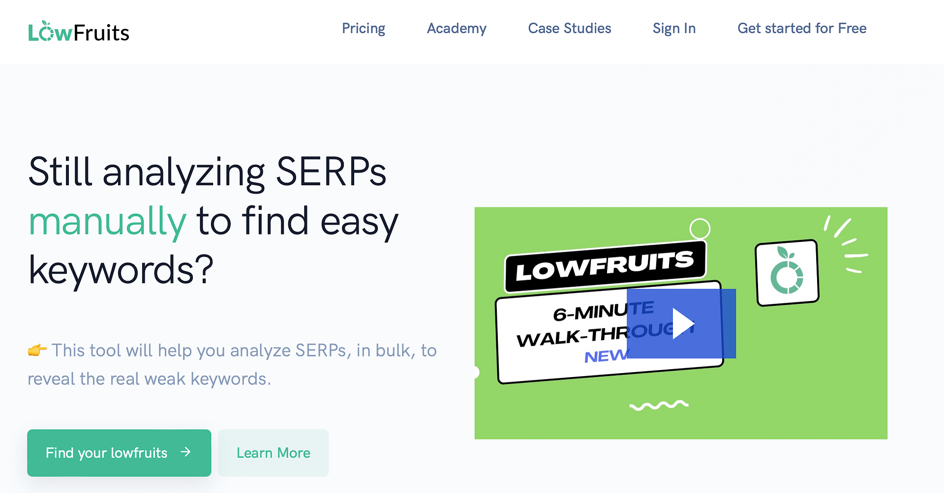 LowFruits SEO tool