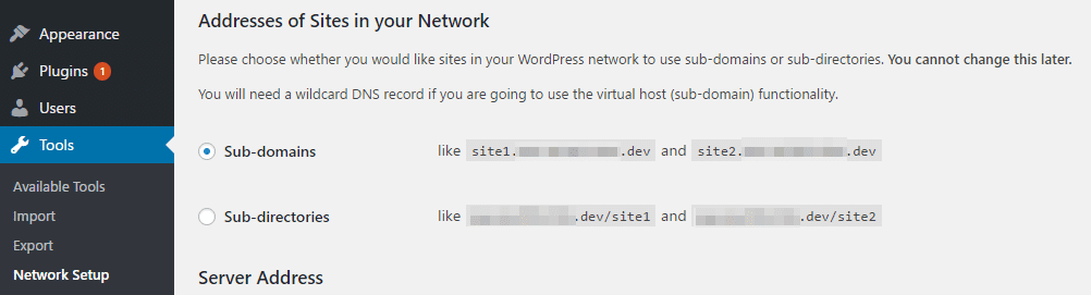 Picking a URL structure for your Multisite network.