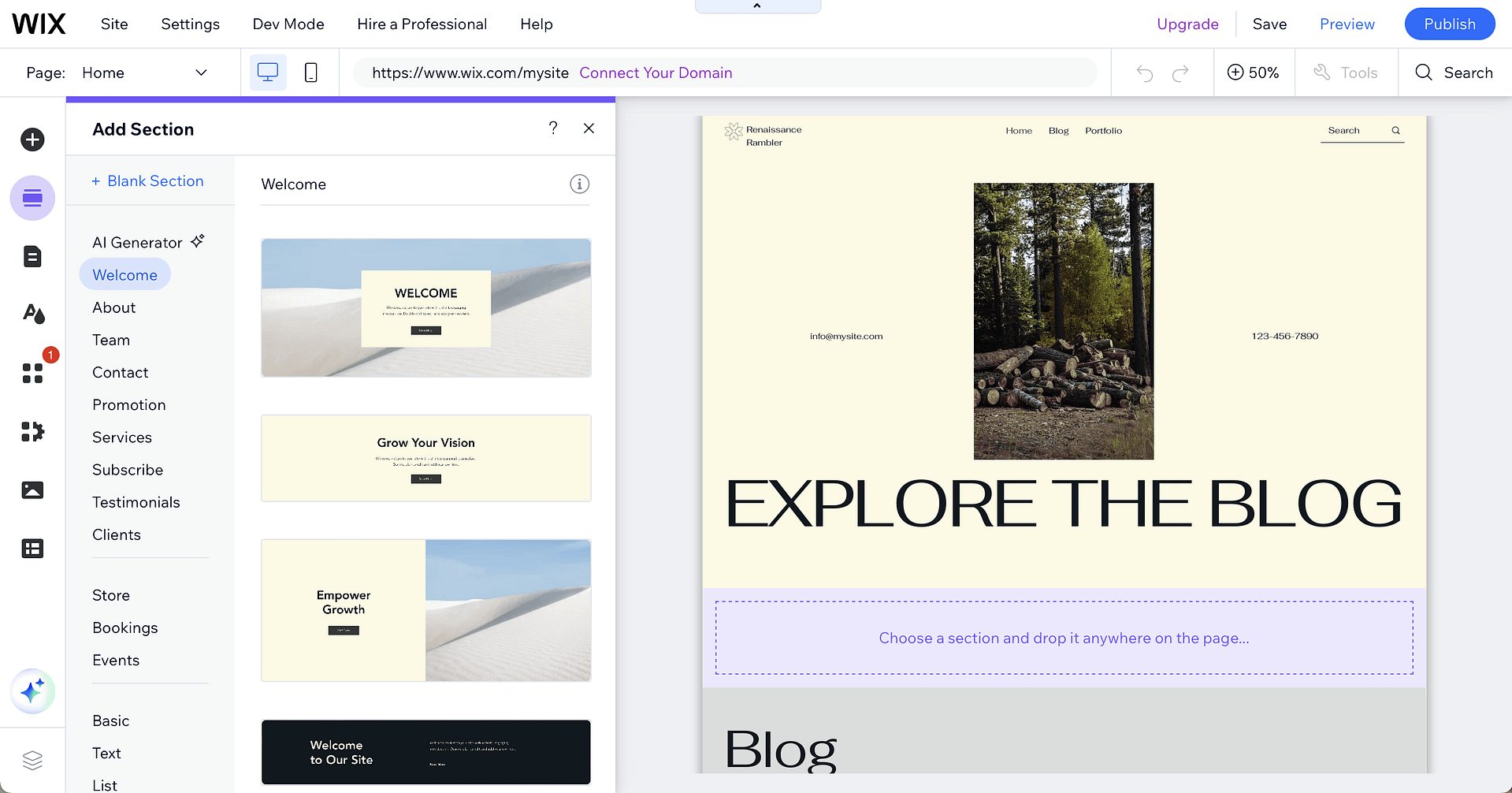 Wix editor.