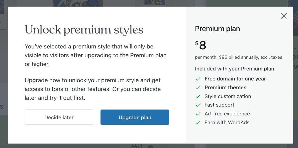 WordPress.com upsell