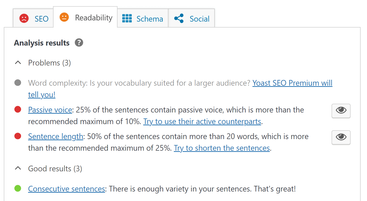 A readability score in Yoast.